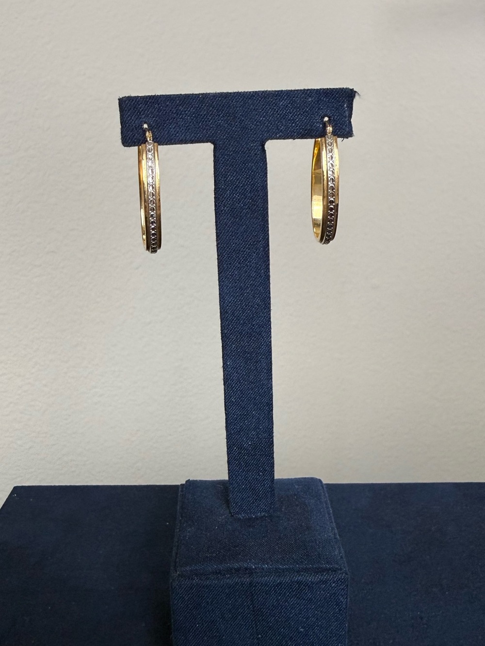 14k Yellow and White Gold Oval Hoops